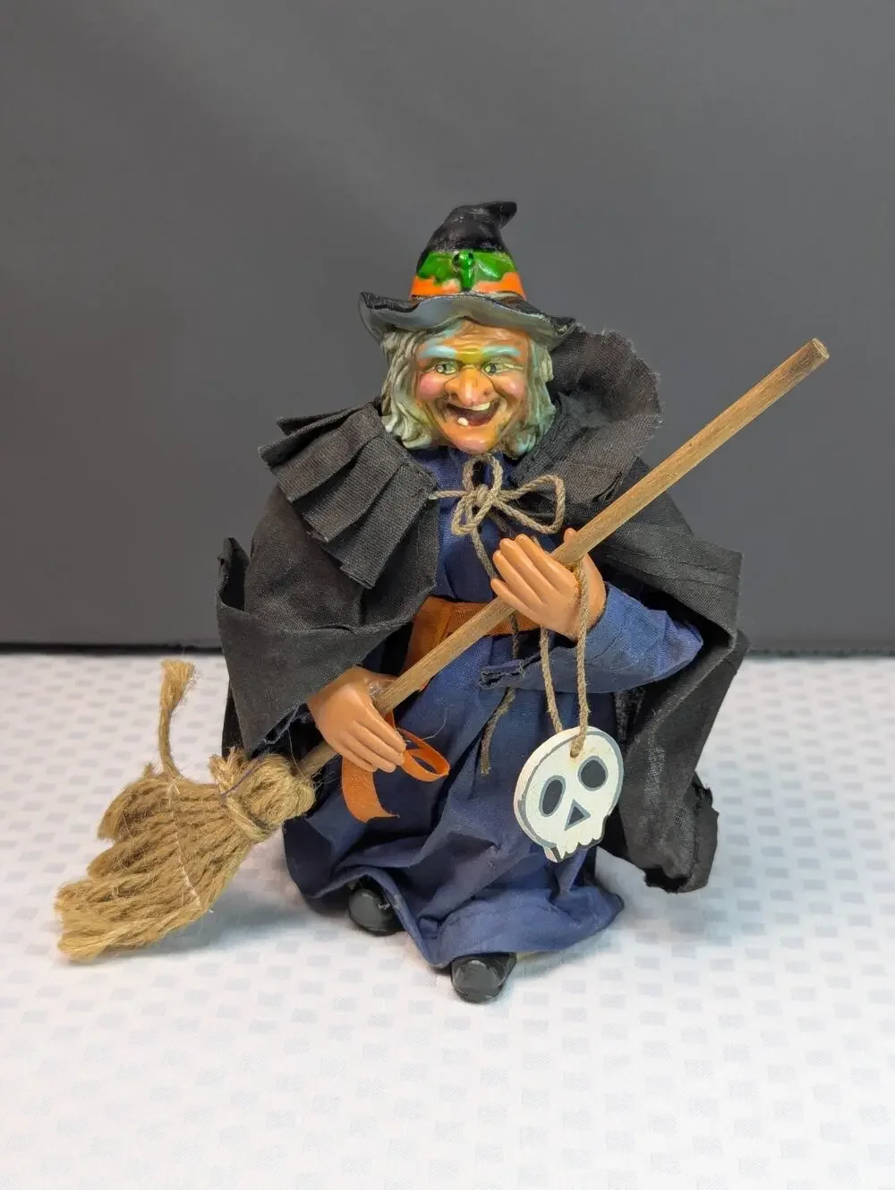 Vintage 80s Halloween Old Hag Witch Figurine Paper Mache